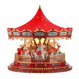17 Inch Nostalgic Deluxe Glass Embellished Carousel in Red 17 Inch Nostalgic Deluxe Glass Embellished Carousel in Red