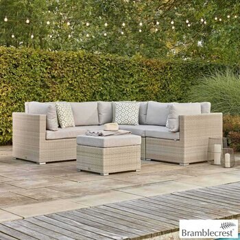 Bramblecrest Kingscote Rattan Deep Seating Corner Sofa Patio Set in Nutmeg 