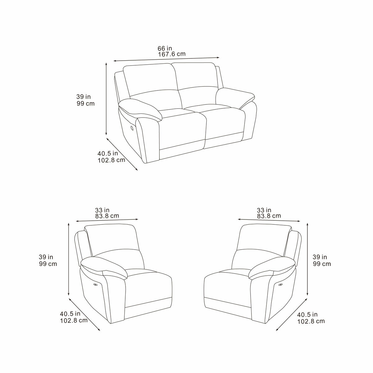 Belagio Grey Fabric Power Recliner 2 Seater Sofa
