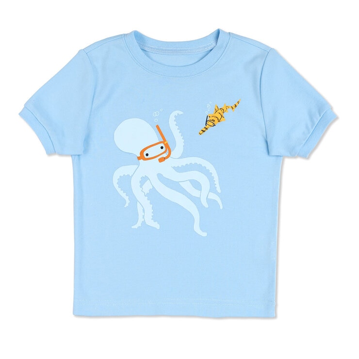 Pekkle Summer Pyjama 4 Piece Set in Octopus & Sharks, 3 Years