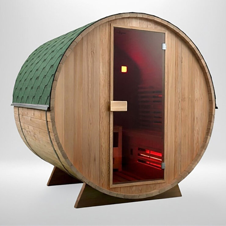 Installed Insignia Luxury 2-3 Person Hybrid Barrel Sauna