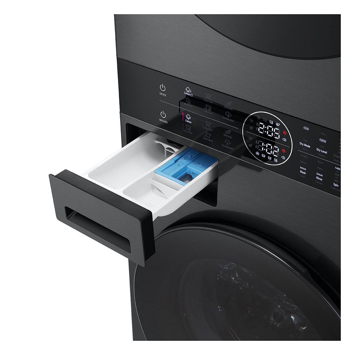 LG WT1210BBTN1, 12kg/10kg, 1400rpm, WashTower, A/A+++ Rated in Black Steel LG WT1210BBTN1, 12kg/10kg, 1400rpm, WashTower, A/A+++ Rated in Black Steel