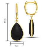 Black Onyx Earrings, 14ct Yellow Gold