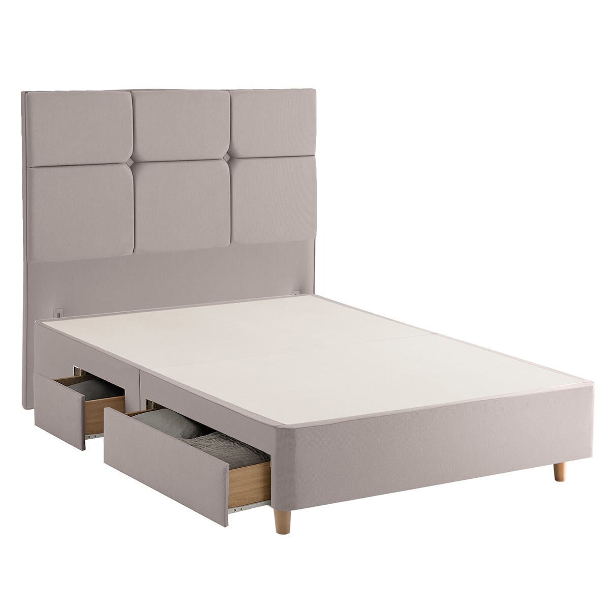 Silentnight Continental Divan Base with Harper Headboard in 4 Colours