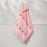 Kids Bath Hooded Towel in Hearts, 69 x 127 cm