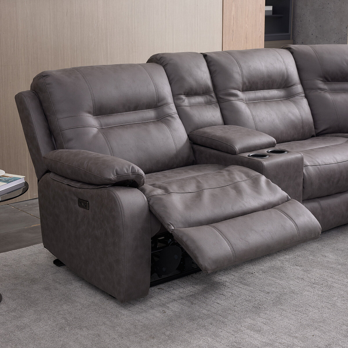 Jackson Grey Fabric Power Reclining Corner Sofa