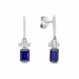 Diamonfire Sterling Silver Sapphire Cubic Zirconia Emerald Cut Drop Earrings