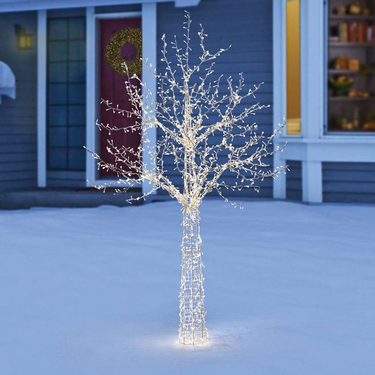 Indoor/Outdoor Christmas 7ft (2.13m) LED Fully Lit Twinkling Birch Twig