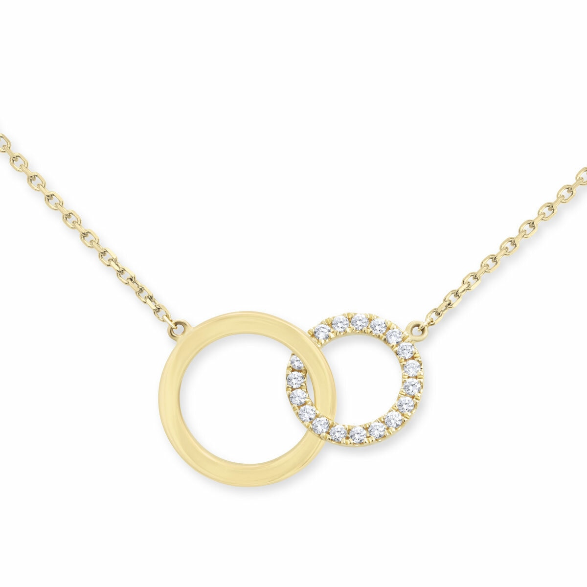 0.20ctw Round Brilliant Cut Diamond Interlocking Hoop Necklace, 14ct Yellow Gold 0.20ctw Round Brilliant Cut Diamond Interlocking Hoop Necklace, 14ct Yellow Gold