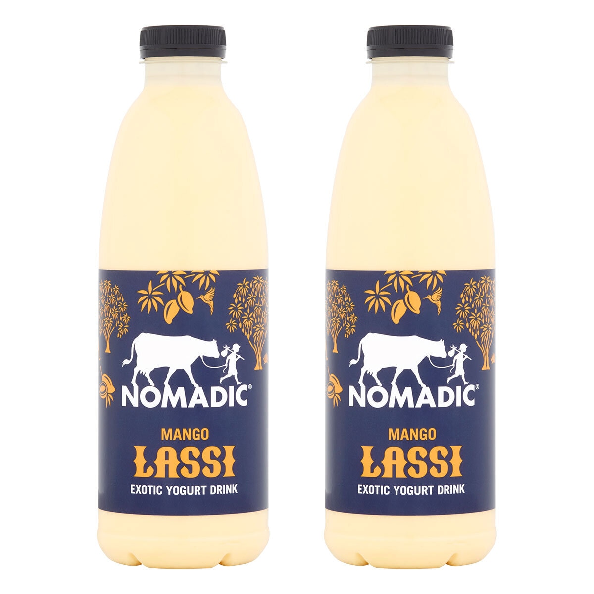 Back label for single bottle image of Nomadic Mango Lassi Exotic Yogurt Drink