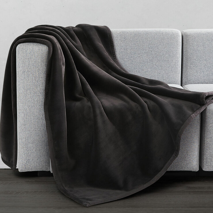 Coco Plush Throw in Grey, 152 x 177 cm
