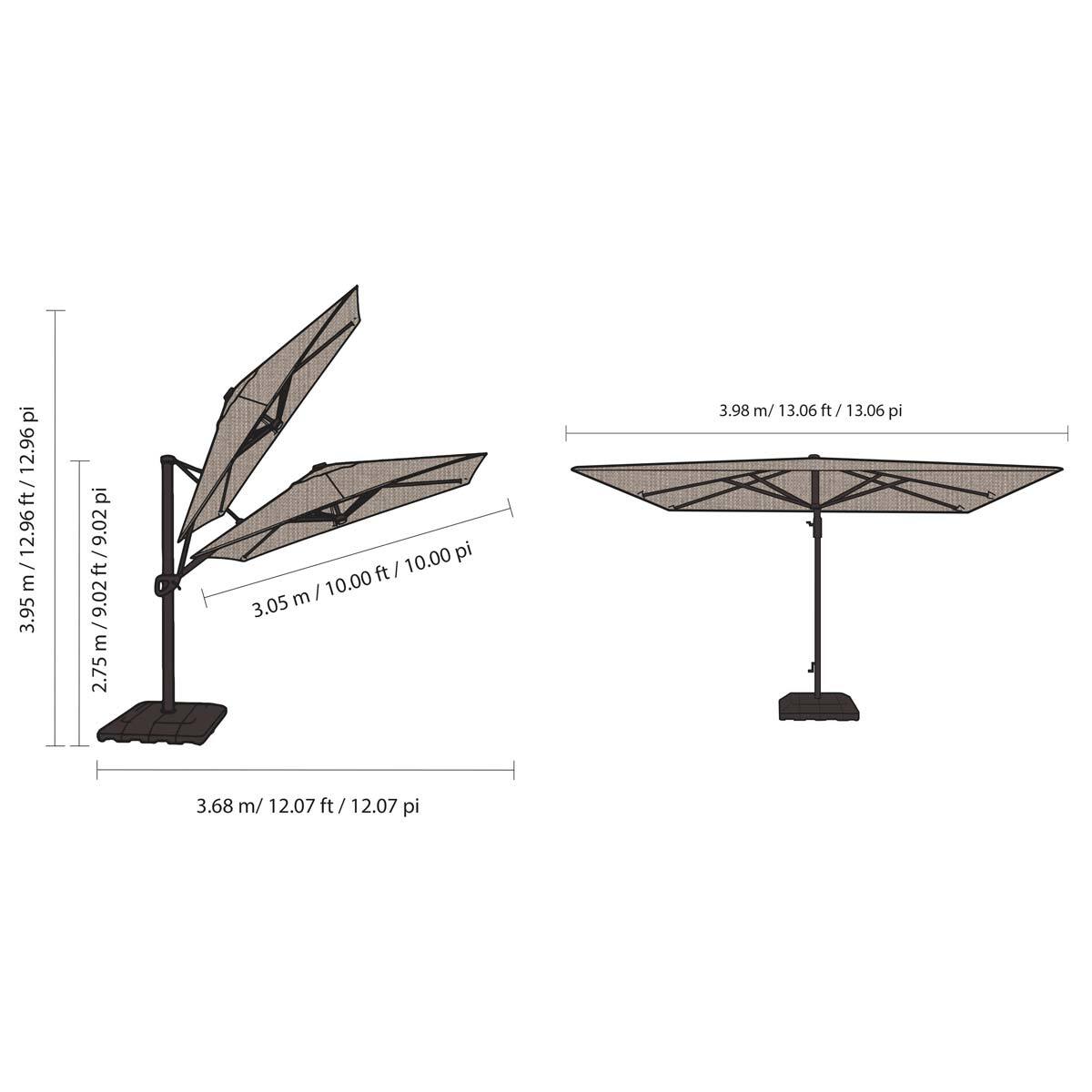 Seasons Sentry 10 x 13ft (3 x 4m) Offset Cantilever Umbrella With Base