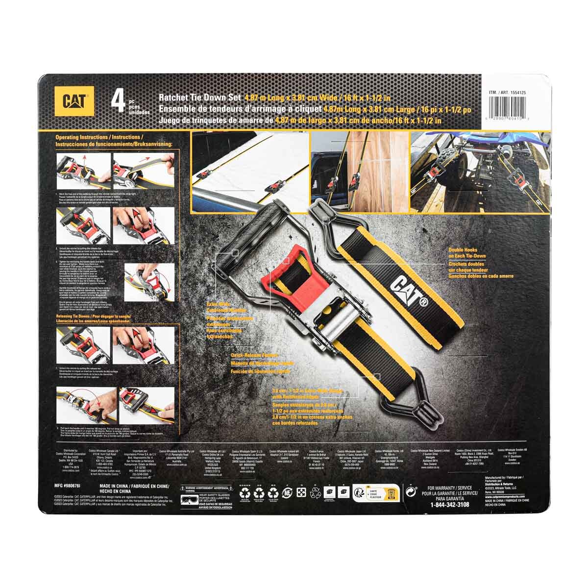 4 Pack CAT Ratchet Tie Down Set