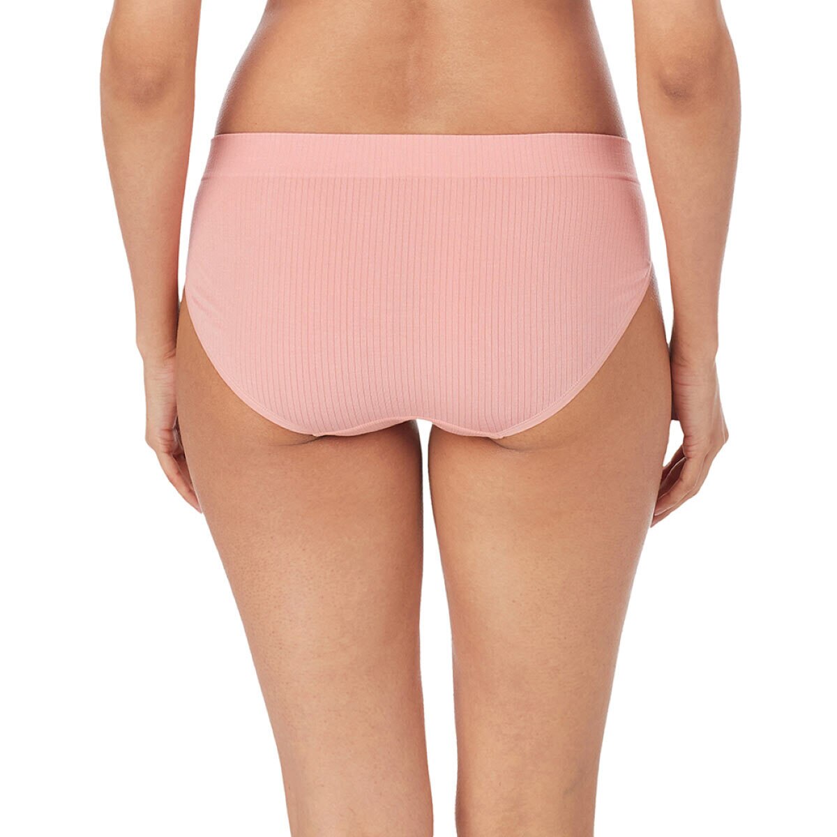 DKNY Women's Seamless Rib Knit 4 Pack Bikini Brief in Pink/Nude