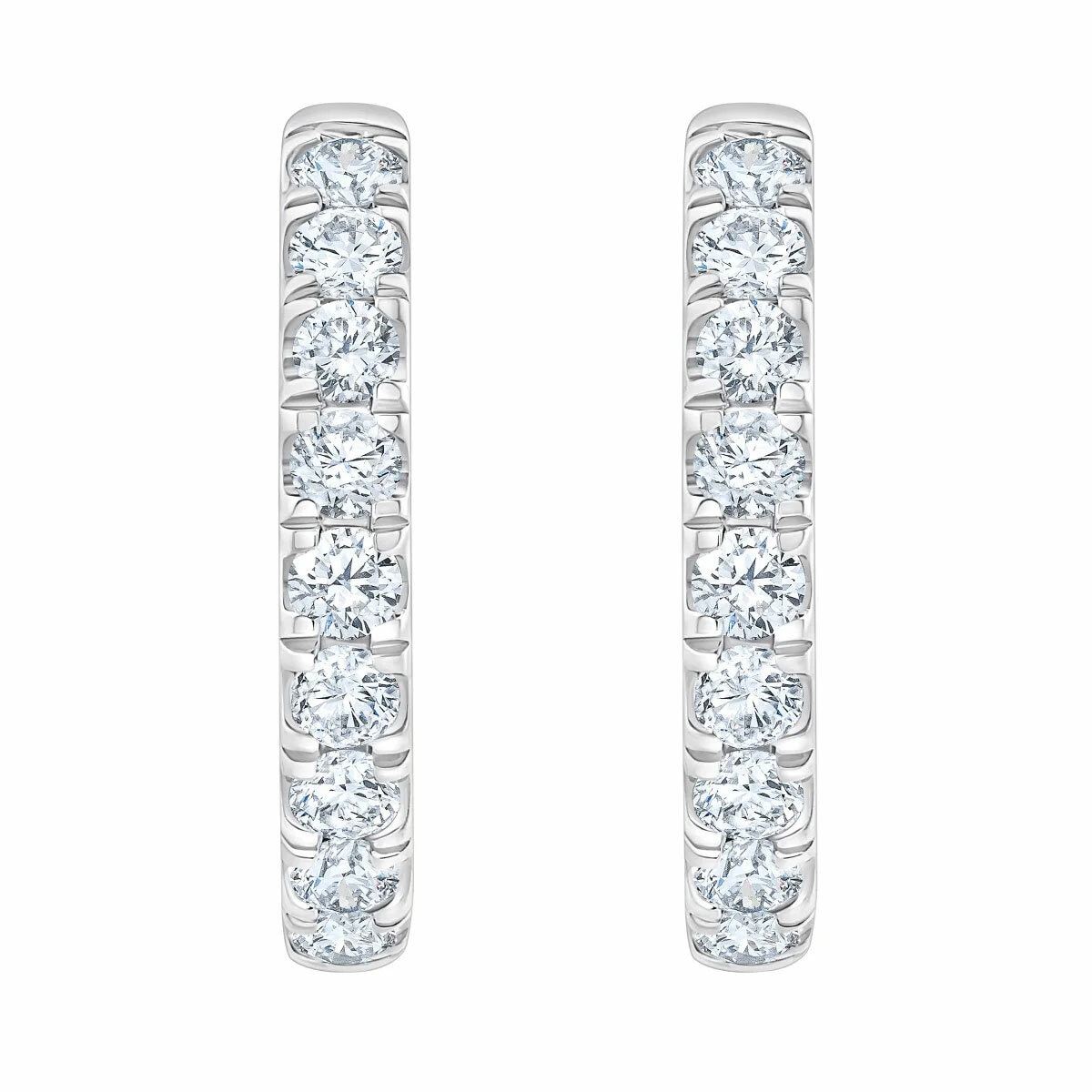 0.50ctw Round Brilliant Cut Diamond Hoop Earrings, 14ct White Gold