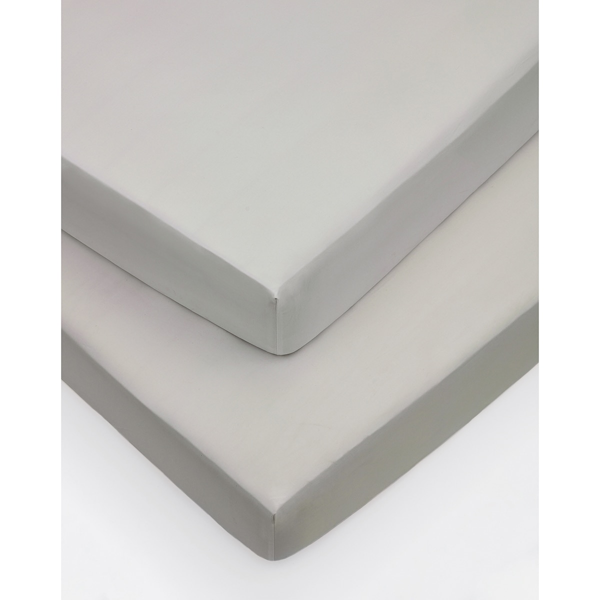 Sanderson 300 Thread Count Cotton Deep Fitted Sheet 2 Pack, King Size in Silver Grey