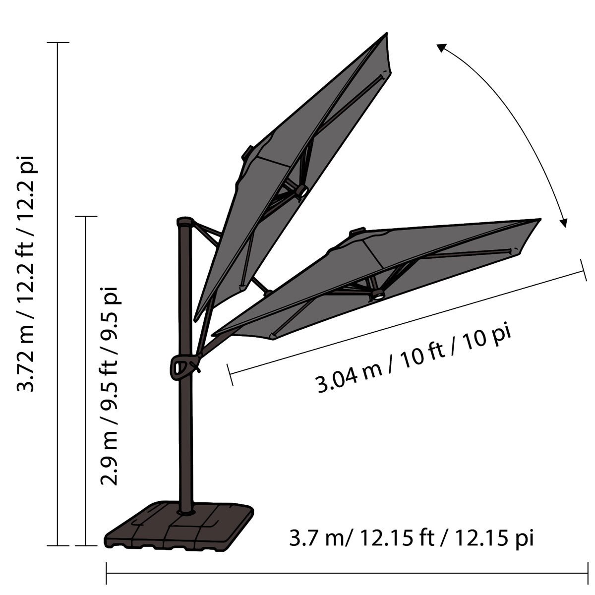 Seasons Sentry 10ft (3.05m) Square Offset Cantilever Umbrella Costco UK
