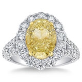 5.61ctw Oval Cut Fancy Yellow Diamond Halo Ring, Platinum