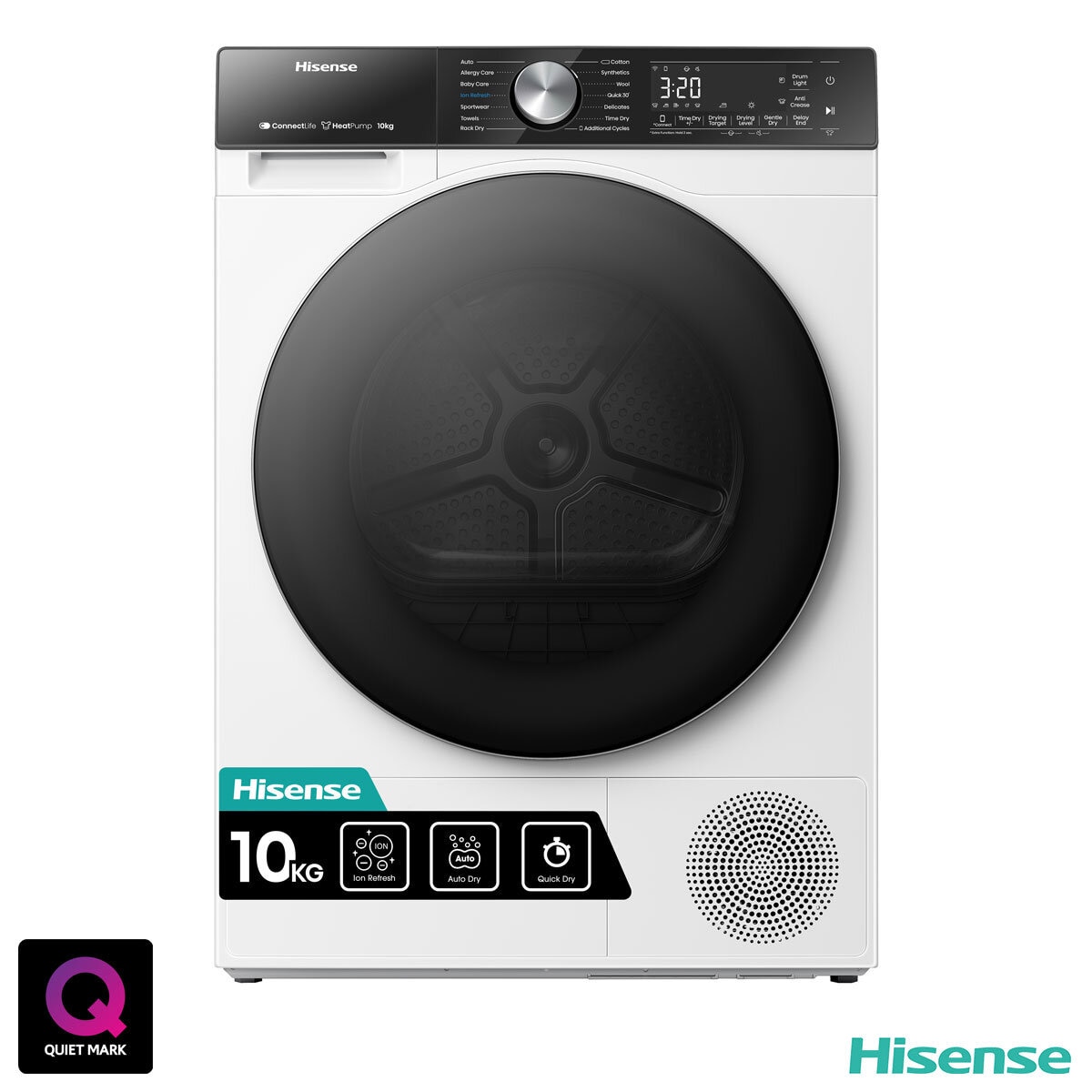 Hisense DH5S102BW, 10kg Heat Pump Dryer A+++ Rating in White