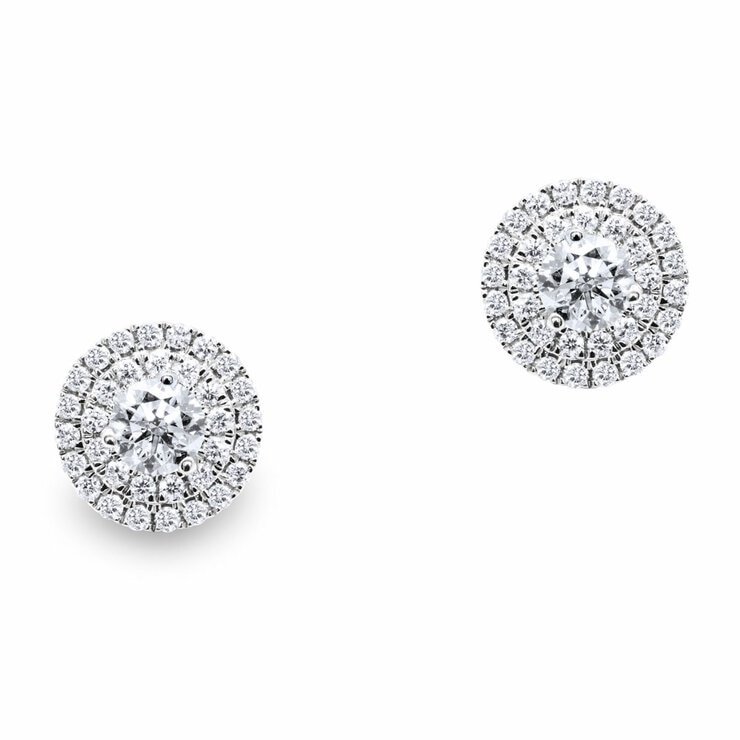 0.99ctw Round Brilliant Cut Diamond Earrings, 18ct White Gold