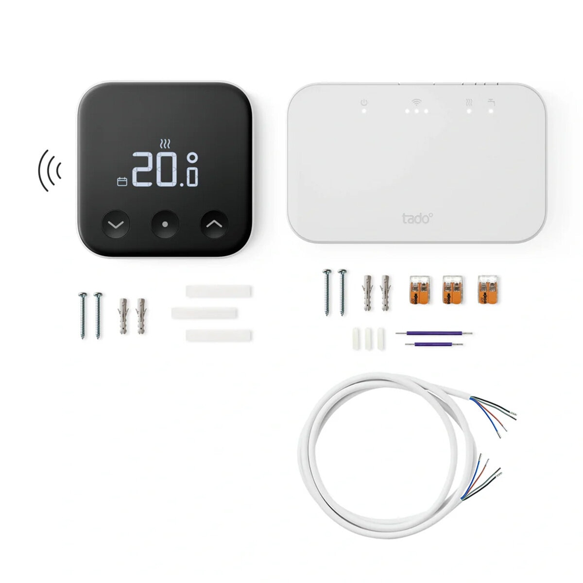 Tado Wireless Smart Thermostat Multi Room Starter Kit & 2x Smart Thermostatic Radiator Valves Tado Wireless Smart Thermostat Multi Room Starter Kit & 2x Smart Thermostatic Radiator Valves