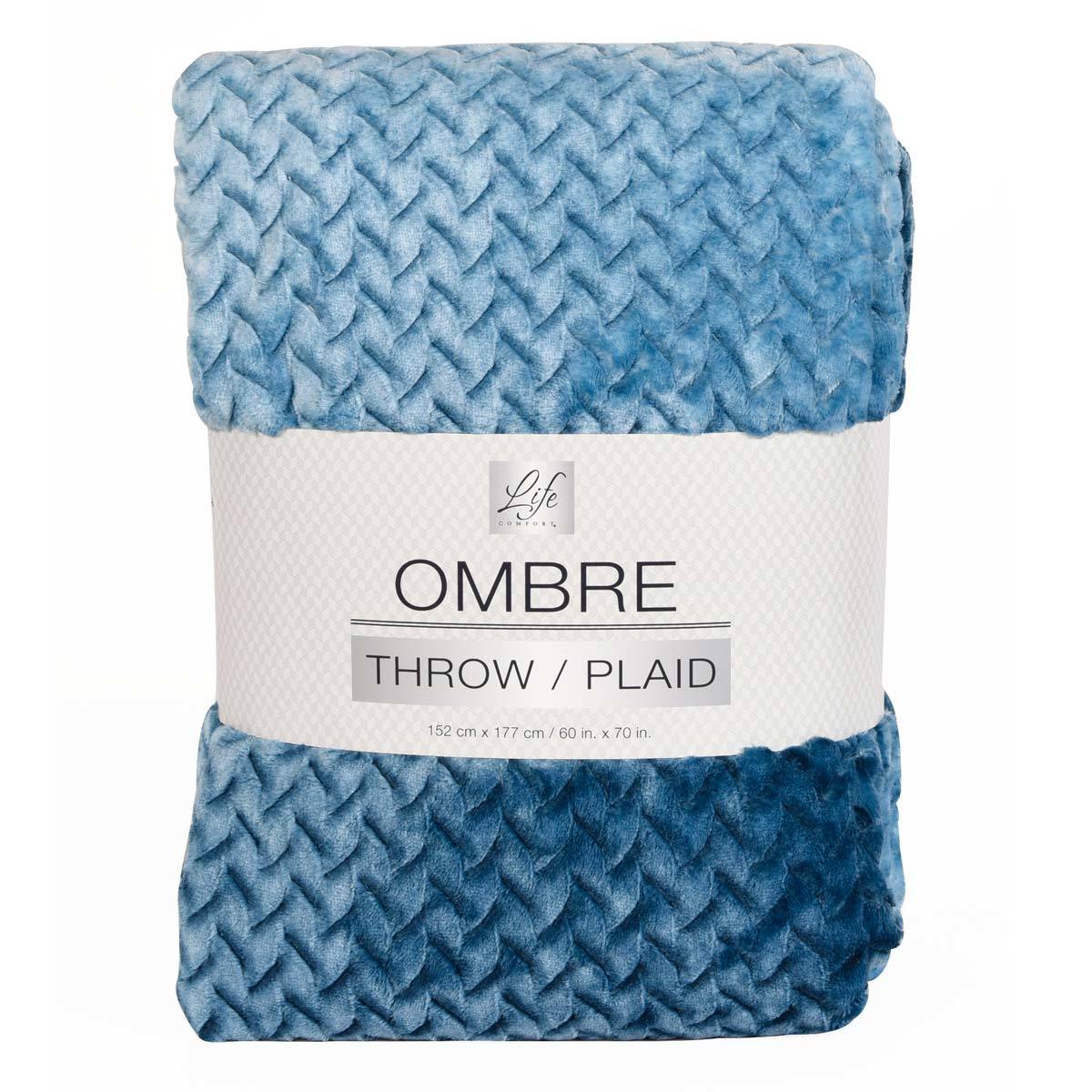 Life Comfort Ombre Jacquard Throw in Blue, 152 x 177 cm Costco UK