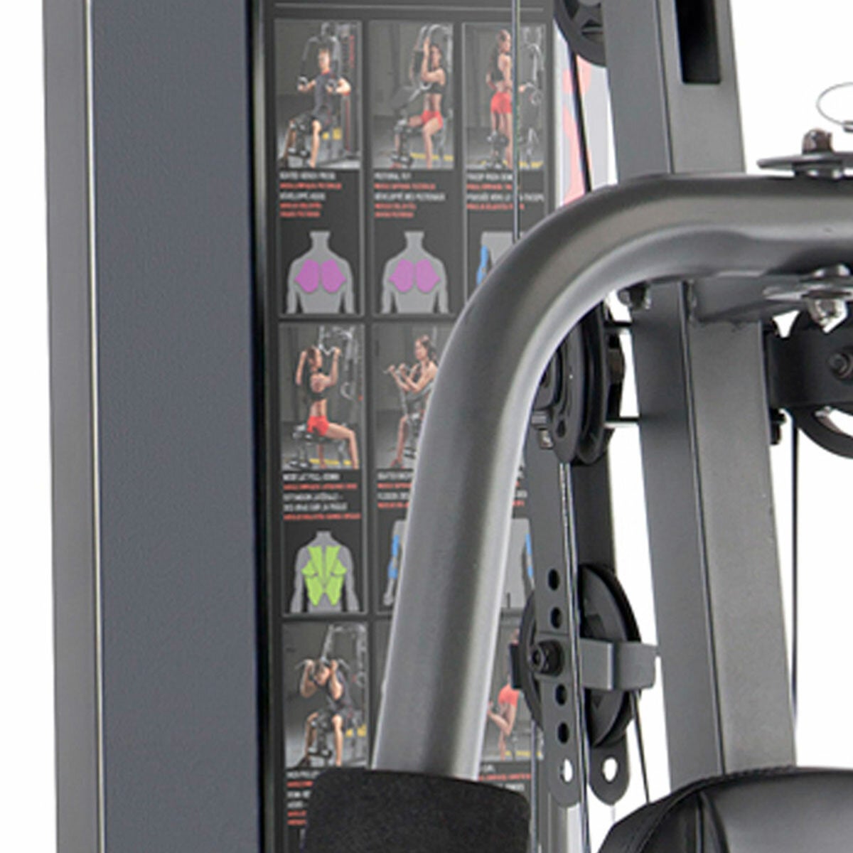 Studio image of the example exercises on the back of the home gym Studio image of the example exercises on the back of the home gym