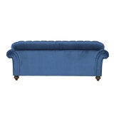 Bordeaux Button Back Blue Velvet 2 Seater Sofa