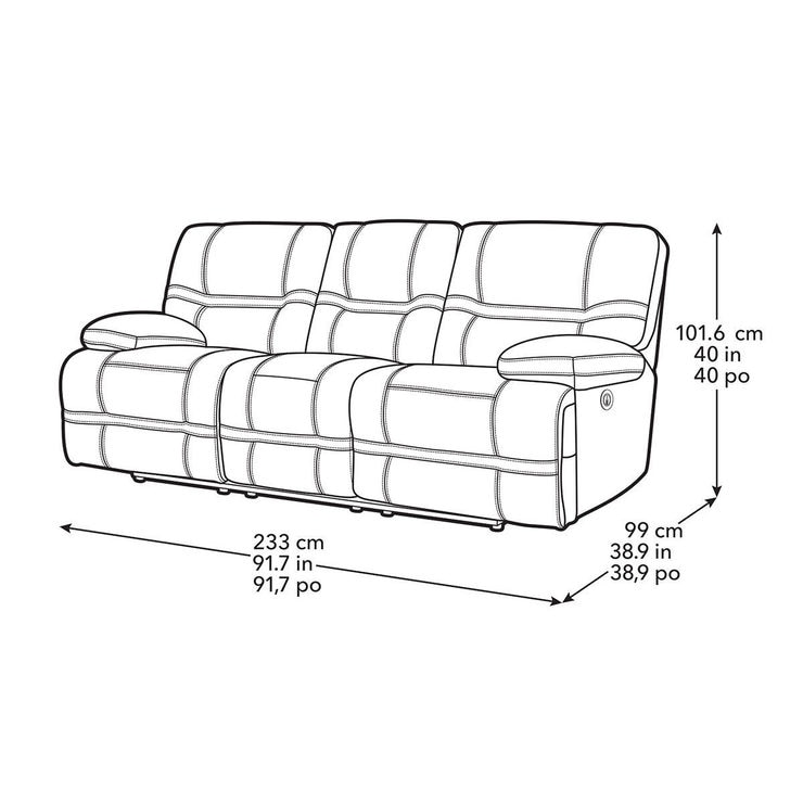 Pulaski Tessa 3 Seater Grey Leather Power Recliner Sofa Costco UK