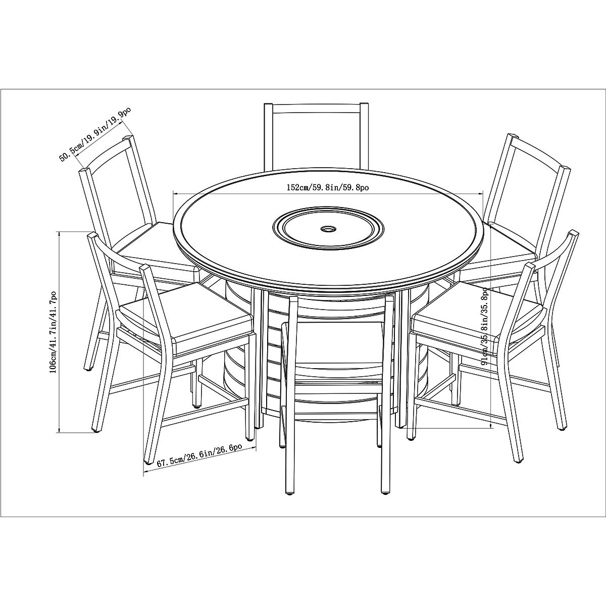 SunVilla Tully 7 Piece High Cushioned Dining Fire Set + Cover