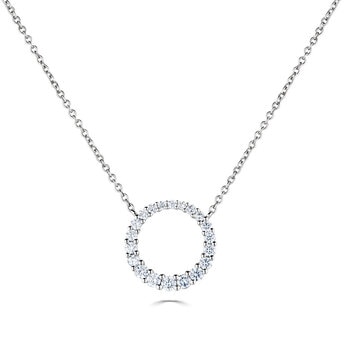 0.60ctw Round Brilliant Cut Diamond Circle Pendant, 18ct White Gold