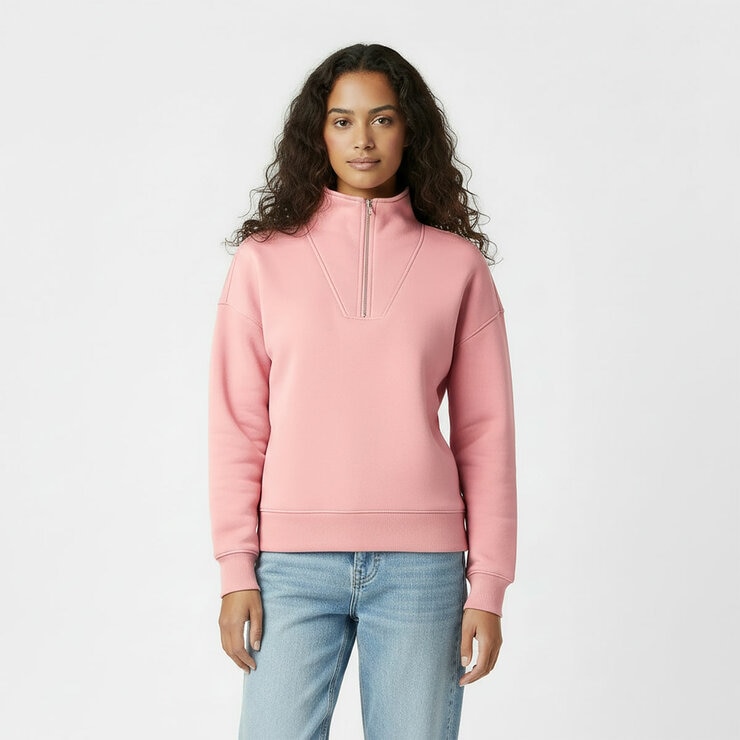 Jack Wills Ladies 1/4 Zip Sweatshirt in Pink Jack Wills Ladies 1/4 Zip Sweatshirt in Pink