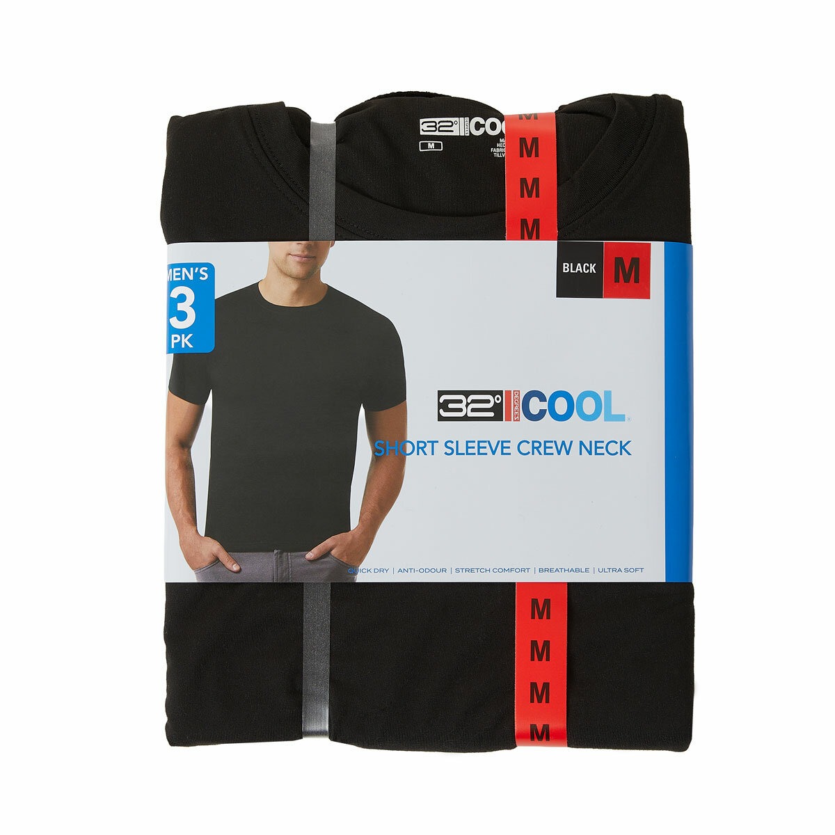 32 Degrees Men's Cool T-Shirt 3 Pack in Black
