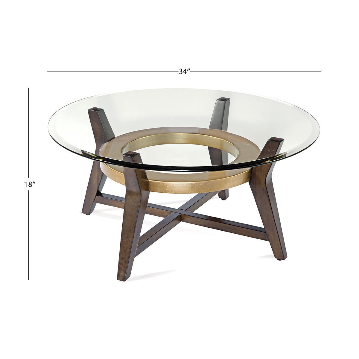 Embry Round Glass Top Coffee Table with Gold Accent Costco UK