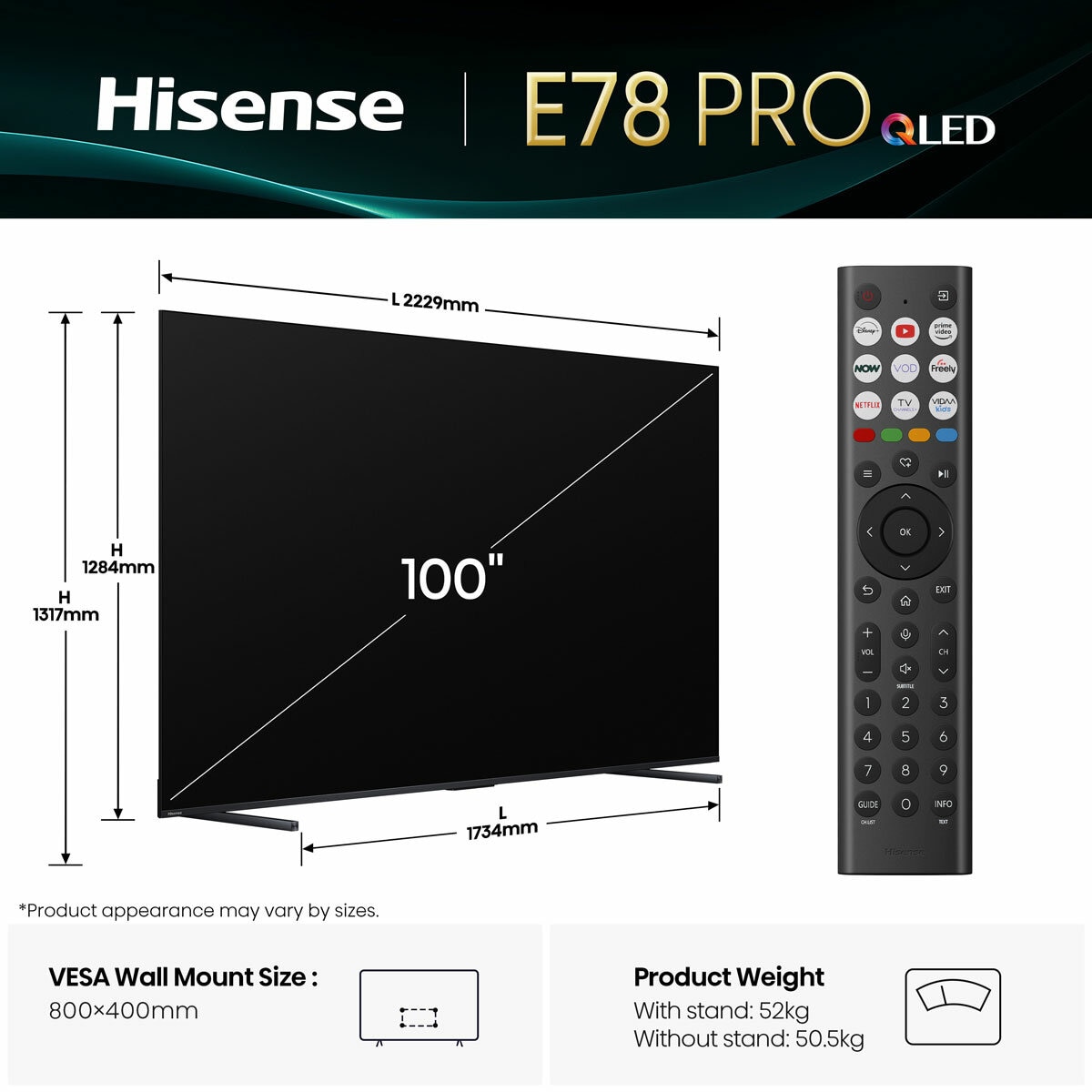 Buy Hisense 100E78QTUK PRO 100 Inch QLED Smart TV at Costco.co.uk