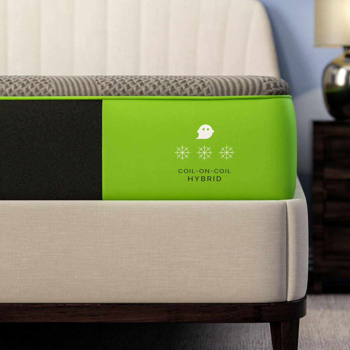 Ghostbed Luxe Pocket Sprung Cooling Mattress Corner Close Up