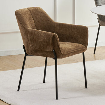 Manila Brown Fabric Dining Chair, 2 Pack