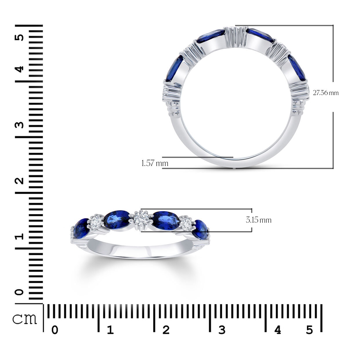 Blue Sapphire & 0.25ctw Diamond Ring, 18ct White Gold