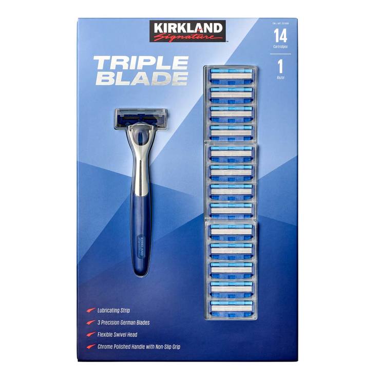Kirkland Signature Triple Blade Wet Shave Razor with 14 Blades Costco UK