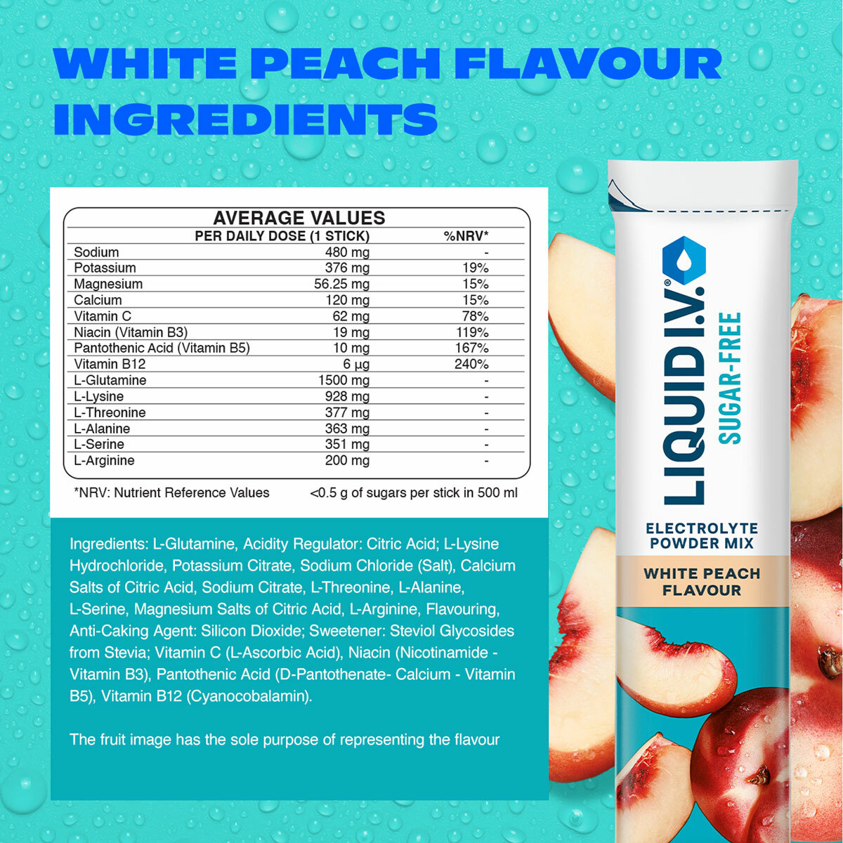 Liquid I.V.® Sugar Free Electrolyte Powder Mix, White Peach & Mango Pineapple Variety Pack, 30 Sticks Liquid I.V.® Sugar Free Electrolyte Powder Mix, White Peach & Mango Pineapple Variety Pack, 30 Sticks