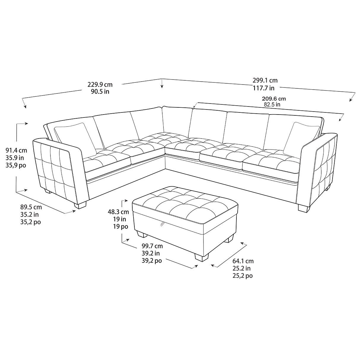 Thomasville kylie grey clearance fabric corner sofa