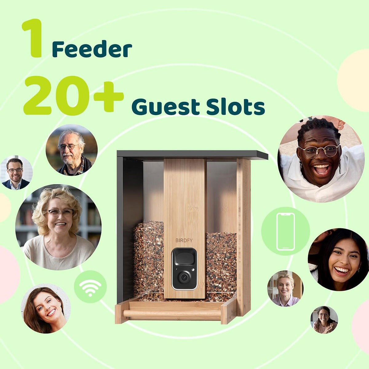 Birdfy Bamboo Bird Feeder with Solar Panel, HD Camera & Lifetime AI Feature Access