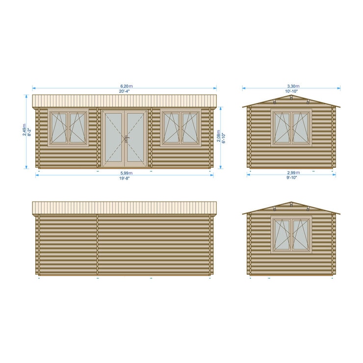 Shire Whinfell 44mm Log Cabin 20 x 10ft (6 x 3m)
