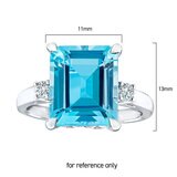 Blue Topaz and Diamond 14kt White Gold Ring