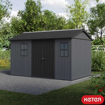 Keter Newton Plus 13ft 5" x 7ft 6" (4.1 x 2.3m) Storage Shed with Side Entry Keter Newton Plus 13ft 5" x 7ft 6" (4.1 x 2.3m) Storage Shed with Side Entry