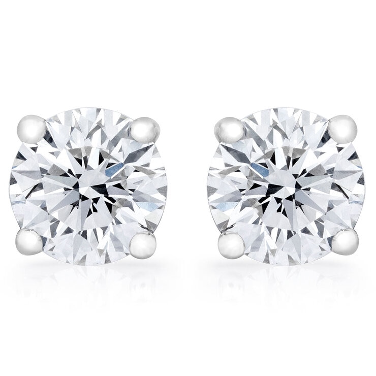 0.70ctw Round Brilliant Cut Diamond Stud Earrings, 18ct White Gold