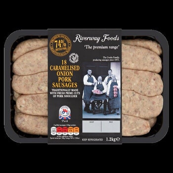 Riverway Foods 18 Caramelised Onion Sausages, 1.2kg