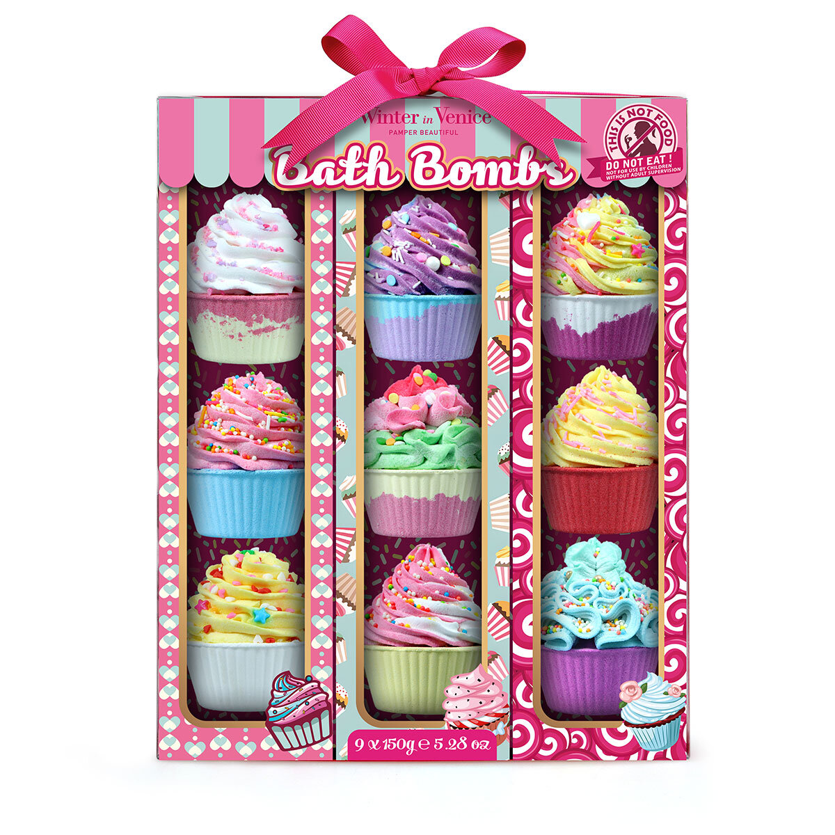 Winter in Venice Cupcake Bath Bombs, 9 Piece Set