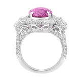Oval Cut Pink Sapphire & 1.82ctw Diamond Ring, Platinum