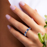 Blue Sapphire & 0.25ctw Diamond Ring, 18ct White Gold
